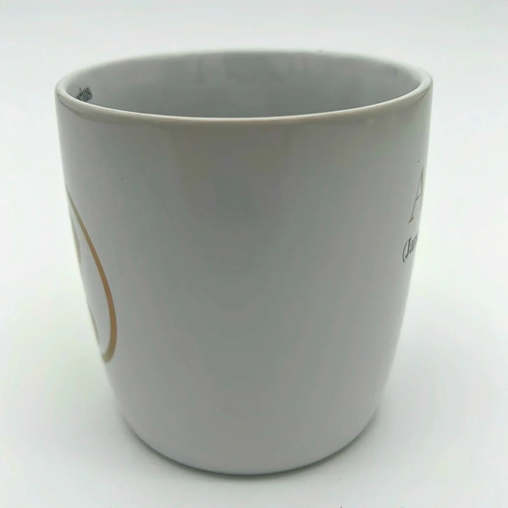 Aquarius Zodiac Cup Mug - White Ceramic with Black and Gold Lettering - Picture 4 of 9